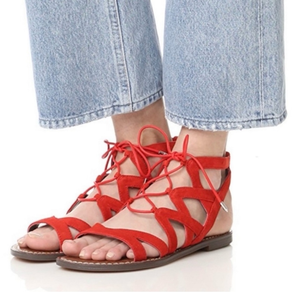 Sam Edelman Red Lace-Up Sandals